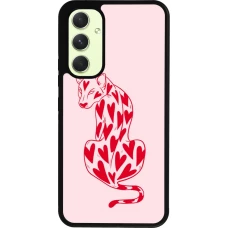 Samsung Galaxy A54 Case Hülle - Silikon schwarz Leopard with hearts 2026