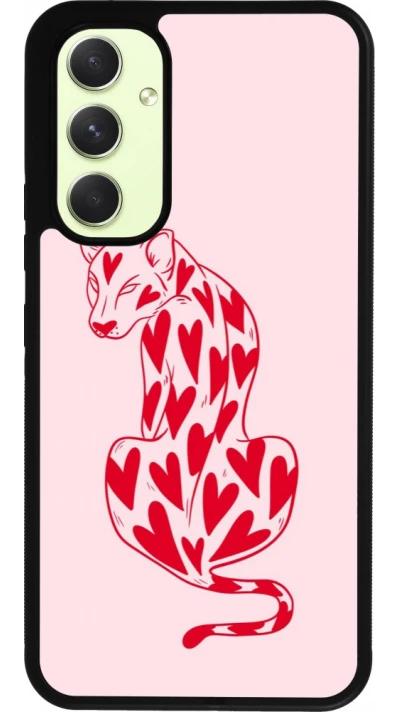 Coque Samsung Galaxy A54 5G - Silicone rigide noir Leopard with hearts 2026