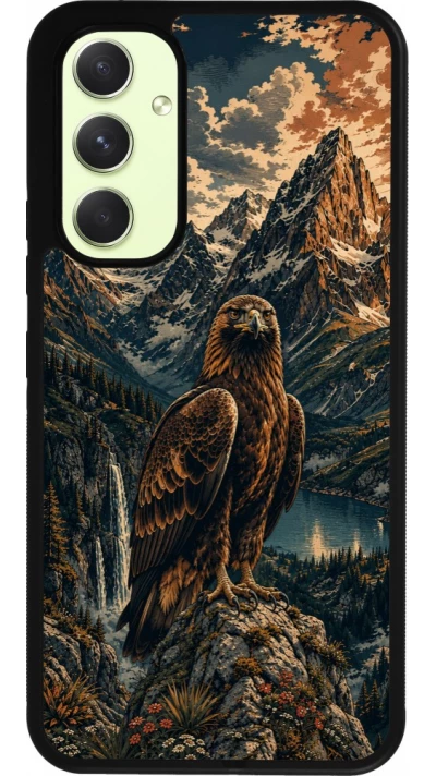 Coque Samsung Galaxy A54 5G - Silicone rigide noir Linocut Aigle Royal