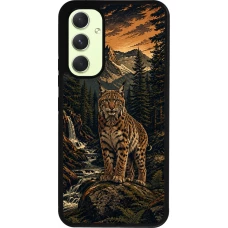 Coque Samsung Galaxy A54 5G - Silicone rigide noir Linocut Lynx