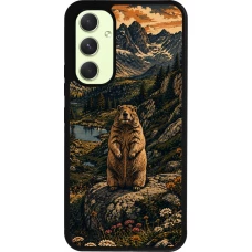 Coque Samsung Galaxy A54 5G - Silicone rigide noir Linocut Marmotte