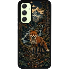 Coque Samsung Galaxy A54 5G - Silicone rigide noir Linocut Renard