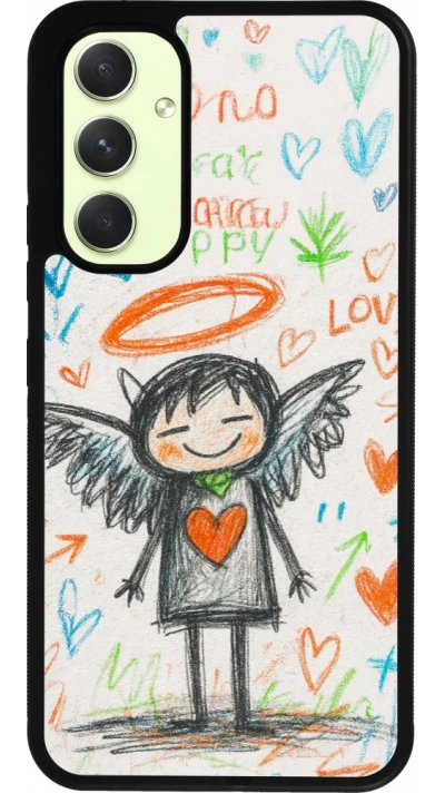 Coque Samsung Galaxy A54 5G - Silicone rigide noir Little Angel Sketch Love