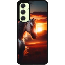 Samsung Galaxy A54 Case Hülle - Silikon schwarz Majestätischer Sonnenuntergang Pferd
