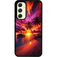 Samsung Galaxy A54 Case Hülle - Silikon schwarz Malediven Abenddämmerung Glückseligkeit