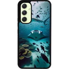 Coque Samsung Galaxy A54 5G - Silicone rigide noir Manta Lagon Nettoyage
