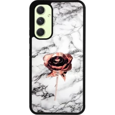 Coque Samsung Galaxy A54 5G - Silicone rigide noir Marble Rose Gold