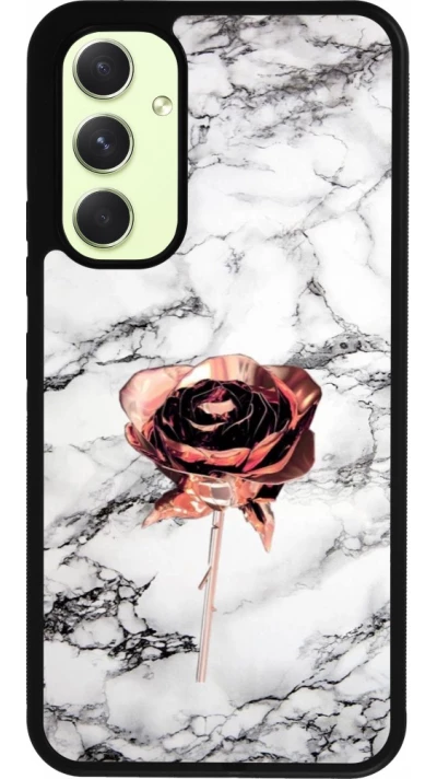 Coque Samsung Galaxy A54 5G - Silicone rigide noir Marble Rose Gold