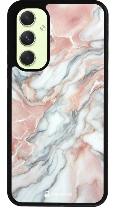 Coque Samsung Galaxy A54 5G - Silicone rigide noir Marbre Rose Lumineux
