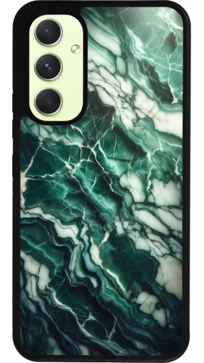 Coque Samsung Galaxy A54 5G - Silicone rigide noir Marbre vert majestueux