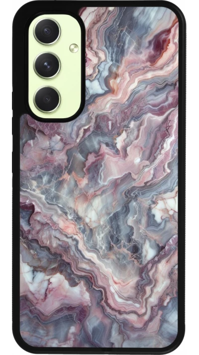 Coque Samsung Galaxy A54 5G - Silicone rigide noir Marbre violette argentée