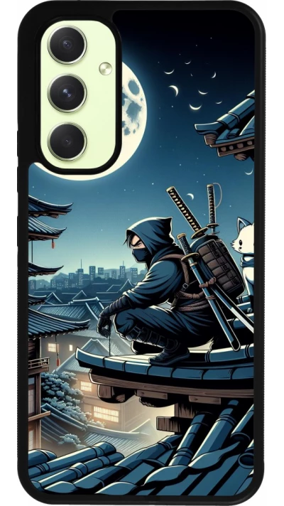 Coque Samsung Galaxy A54 5G - Silicone rigide noir Ninja sous la lune