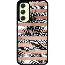 Coque Samsung Galaxy A54 5G - Silicone rigide noir Palm trees gold stripes