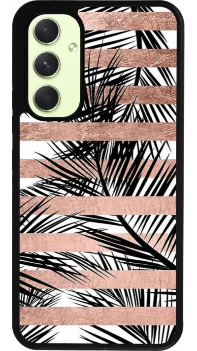 Coque Samsung Galaxy A54 5G - Silicone rigide noir Palm trees gold stripes