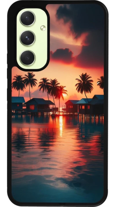 Coque Samsung Galaxy A54 5G - Silicone rigide noir Paradis Maldives