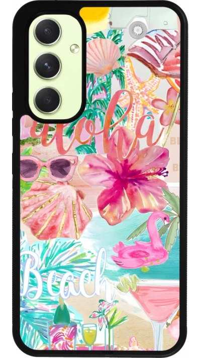 Samsung Galaxy A54 Case Hülle - Silikon schwarz Preppy Collage Aloha