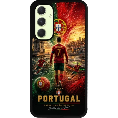Samsung Galaxy A54 Case Hülle - Silikon schwarz Fussball Portugal splash 2026