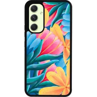 Samsung Galaxy A54 Case Hülle - Silikon schwarz Spring 23 colorful flowers