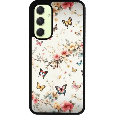 Coque Samsung Galaxy A54 5G - Silicone rigide noir Spring 25 Papillons Légers