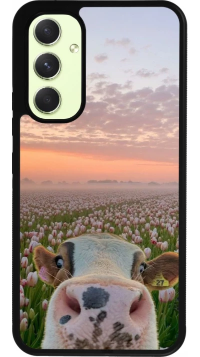 Samsung Galaxy A54 Case Hülle - Silikon schwarz Cow with tulips Spring 2026