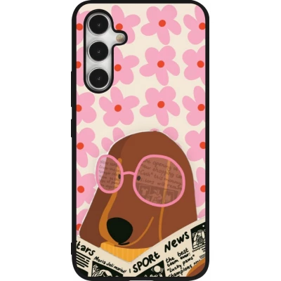 Samsung Galaxy A54 Case Hülle - Silikon schwarz Dog with newspaper Spring 2026