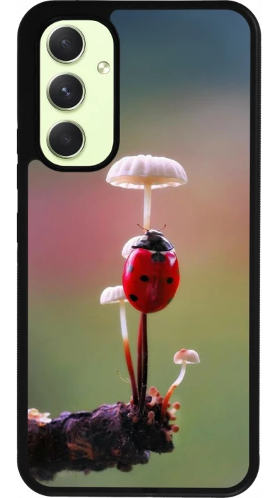 Coque Samsung Galaxy A54 5G - Silicone rigide noir Ladybird on a mushroom Spring 2026