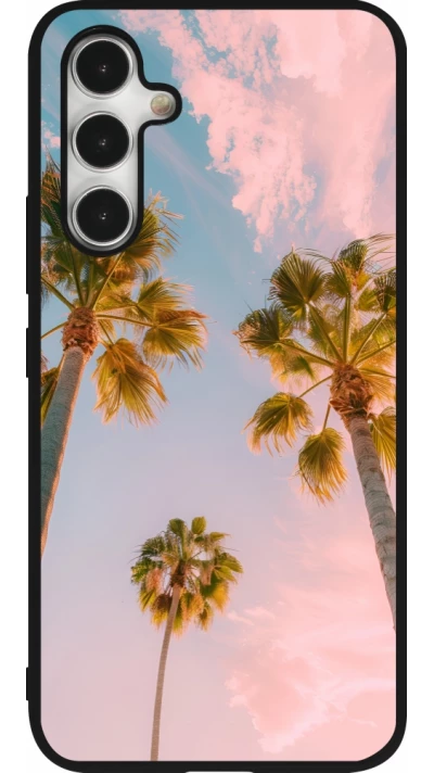 Coque Samsung Galaxy A54 5G - Silicone rigide noir Summer 2025 Palmiers