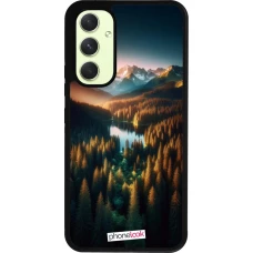 Samsung Galaxy A54 Case Hülle - Silikon schwarz Sonnenuntergang Waldsee