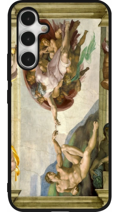 Coque Samsung Galaxy A54 5G - Silicone rigide noir Tableau art - La Création d’Adam - Michel-Ange