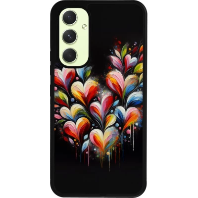 Coque Samsung Galaxy A54 5G - Silicone rigide noir Valentine 2024 Coeur Noir Abstrait