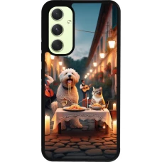 Coque Samsung Galaxy A54 5G - Silicone rigide noir Valentine 2024 Dog & Cat Candlelight
