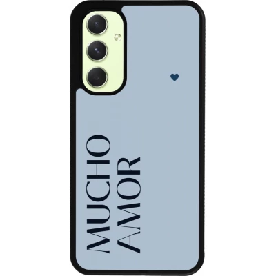 Coque Samsung Galaxy A54 5G - Silicone rigide noir Valentine 2024 mucho amor azul