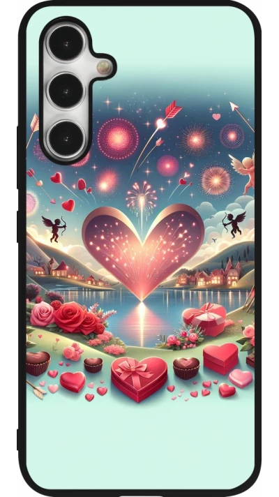 Coque Samsung Galaxy A54 5G - Silicone rigide noir Valentine 2025 Chic