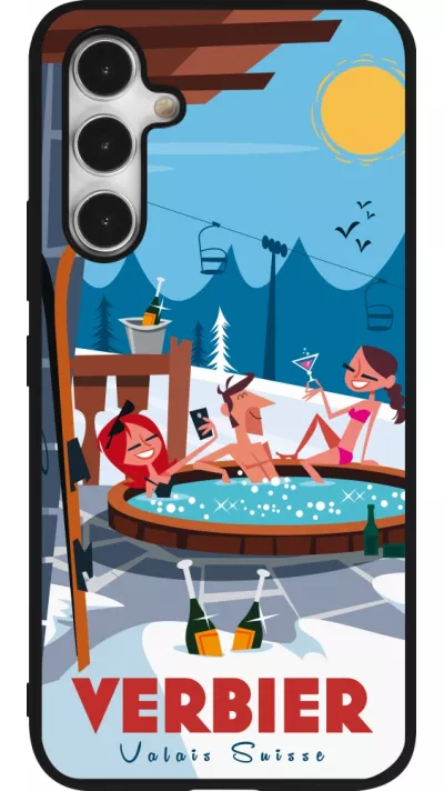 Coque Samsung Galaxy A54 5G - Silicone rigide noir Verbier Mountain Jacuzzi