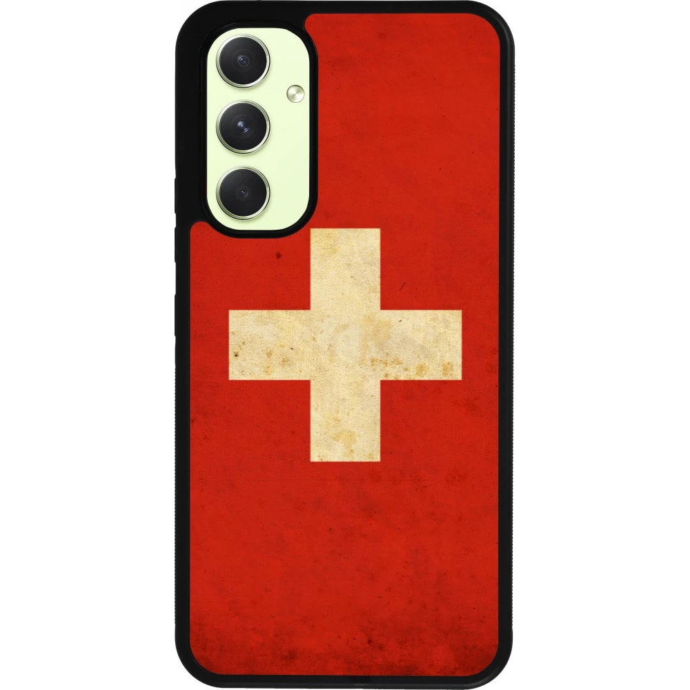 Samsung Galaxy A54 Case Hülle - Silikon schwarz Vintage Flag SWISS