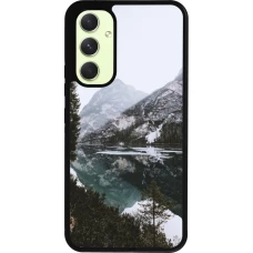 Samsung Galaxy A54 Case Hülle - Silikon schwarz Winter 22 snowy mountain and lake
