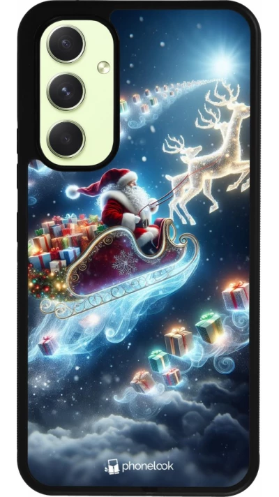 Coque Samsung Galaxy A54 5G - Silicone rigide noir Noël 2023 Père Noël enchanté