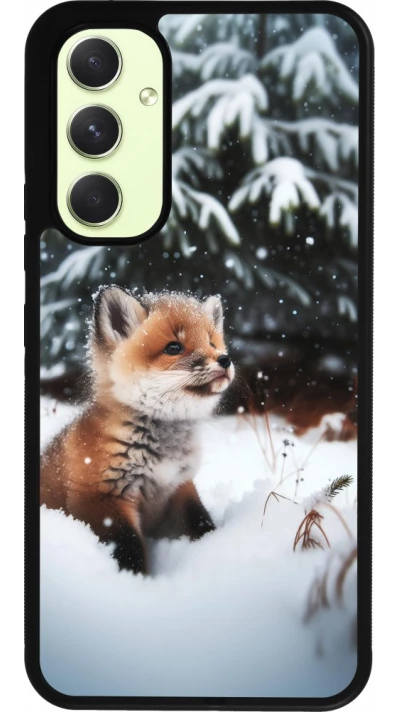 Coque Samsung Galaxy A54 5G - Silicone rigide noir Noël 2023 Renardeau sapin