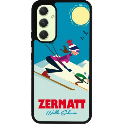 Coque Samsung Galaxy A54 5G - Silicone rigide noir Zermatt Ski Downhill