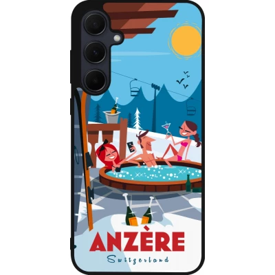 Coque Samsung Galaxy A55 5G - Silicone rigide noir Anzère Mountain Jacuzzi
