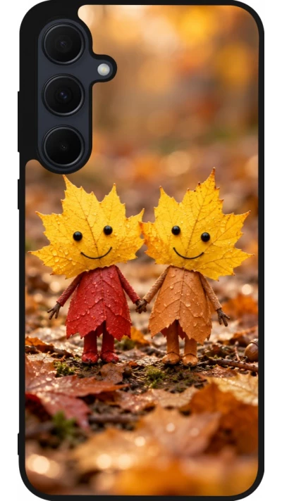 Coque Samsung Galaxy A55 5G - Silicone rigide noir Autumn 26 Couple of leaves