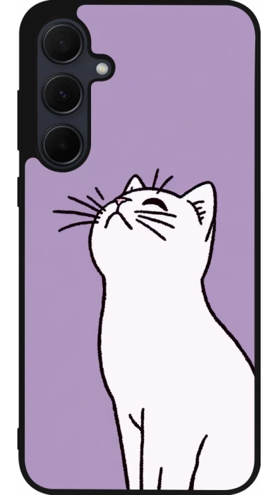 Samsung Galaxy A55 5G Case Hülle - Silikon schwarz Chat auf lila Hintergrund