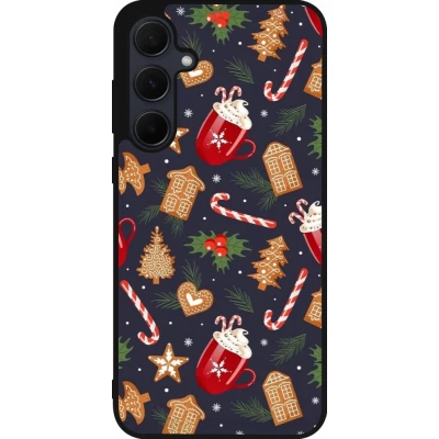 Samsung Galaxy A55 5G Case Hülle - Silikon schwarz Christmas 25 Pattern Gingerbread House