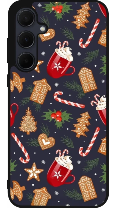 Samsung Galaxy A55 5G Case Hülle - Silikon schwarz Christmas 25 Pattern Gingerbread House