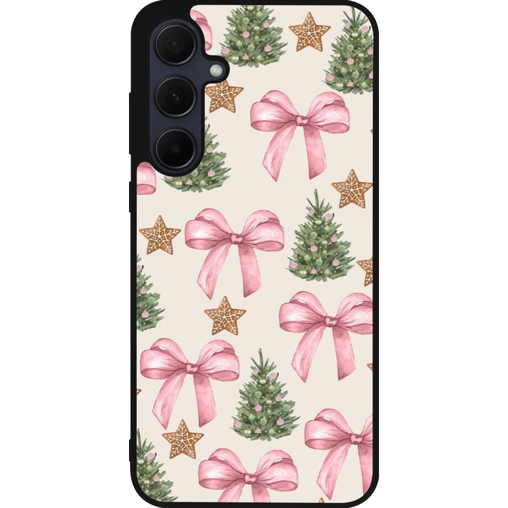 Samsung Galaxy A55 5G Case Hülle - Silikon schwarz Christmas 25 Vintage Ribbons