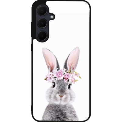 Samsung Galaxy A55 5G Case Hülle - Silikon schwarz Easter 2023 flower bunny