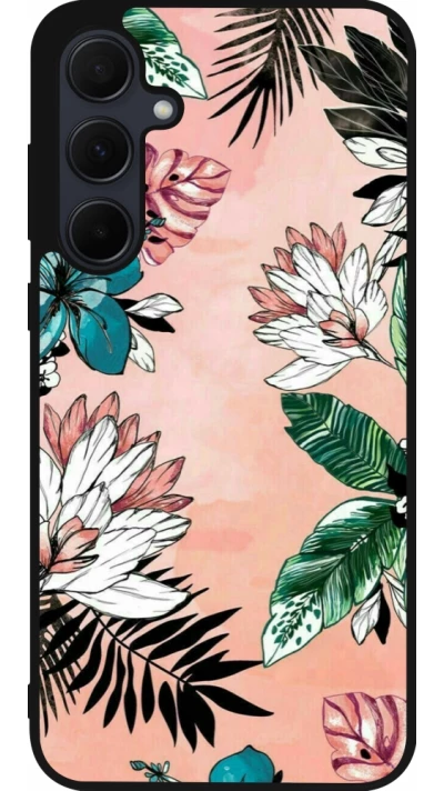 Samsung Galaxy A55 5G Case Hülle - Silikon schwarz Flowers Artprint