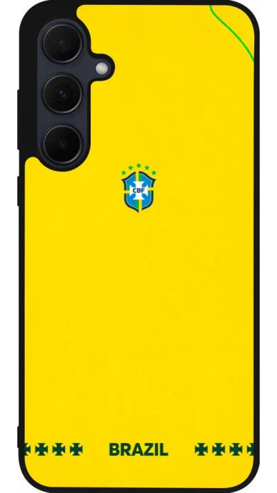 Coque Samsung Galaxy A55 5G - Silicone rigide noir Maillot de football Bresil 2026 personnalisable