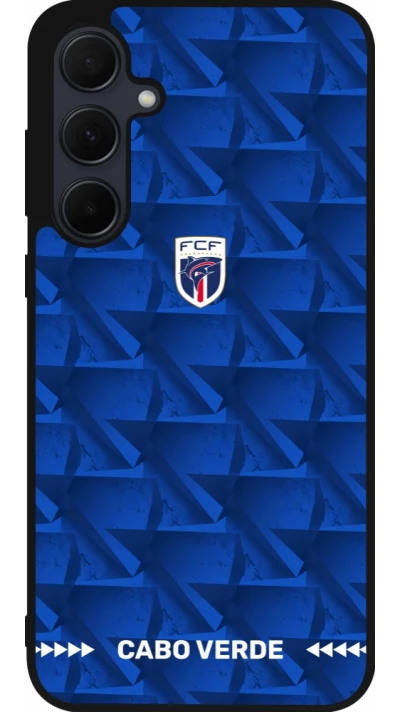 Coque Samsung Galaxy A55 5G - Silicone rigide noir Maillot de football Cap-Vert 2026 personnalisable