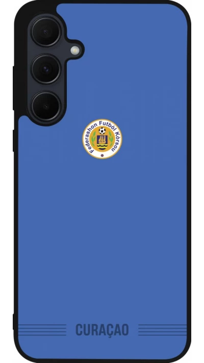 Coque Samsung Galaxy A55 5G - Silicone rigide noir Maillot de football Curaçao 2026 personnalisable